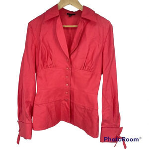 Escada fuscia fitted button up blouse 34.